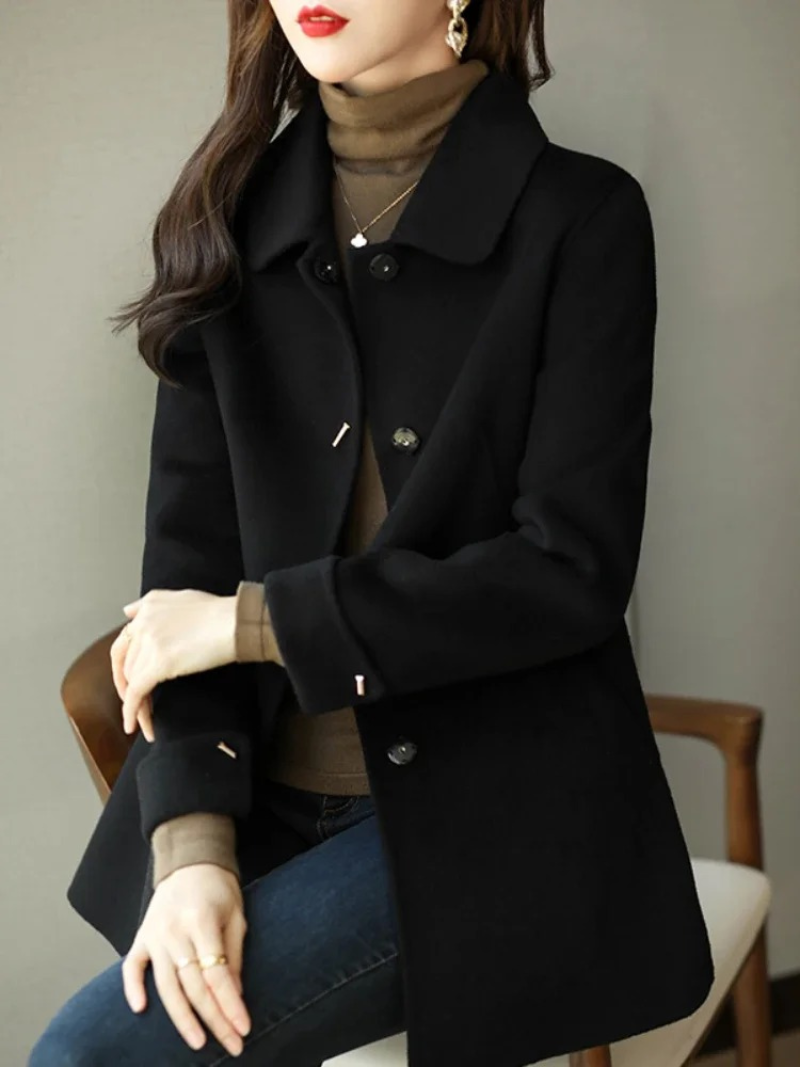 Street-Wave Petite Classic Trench Coat With Pointed Collar For Women Warm And Elegant