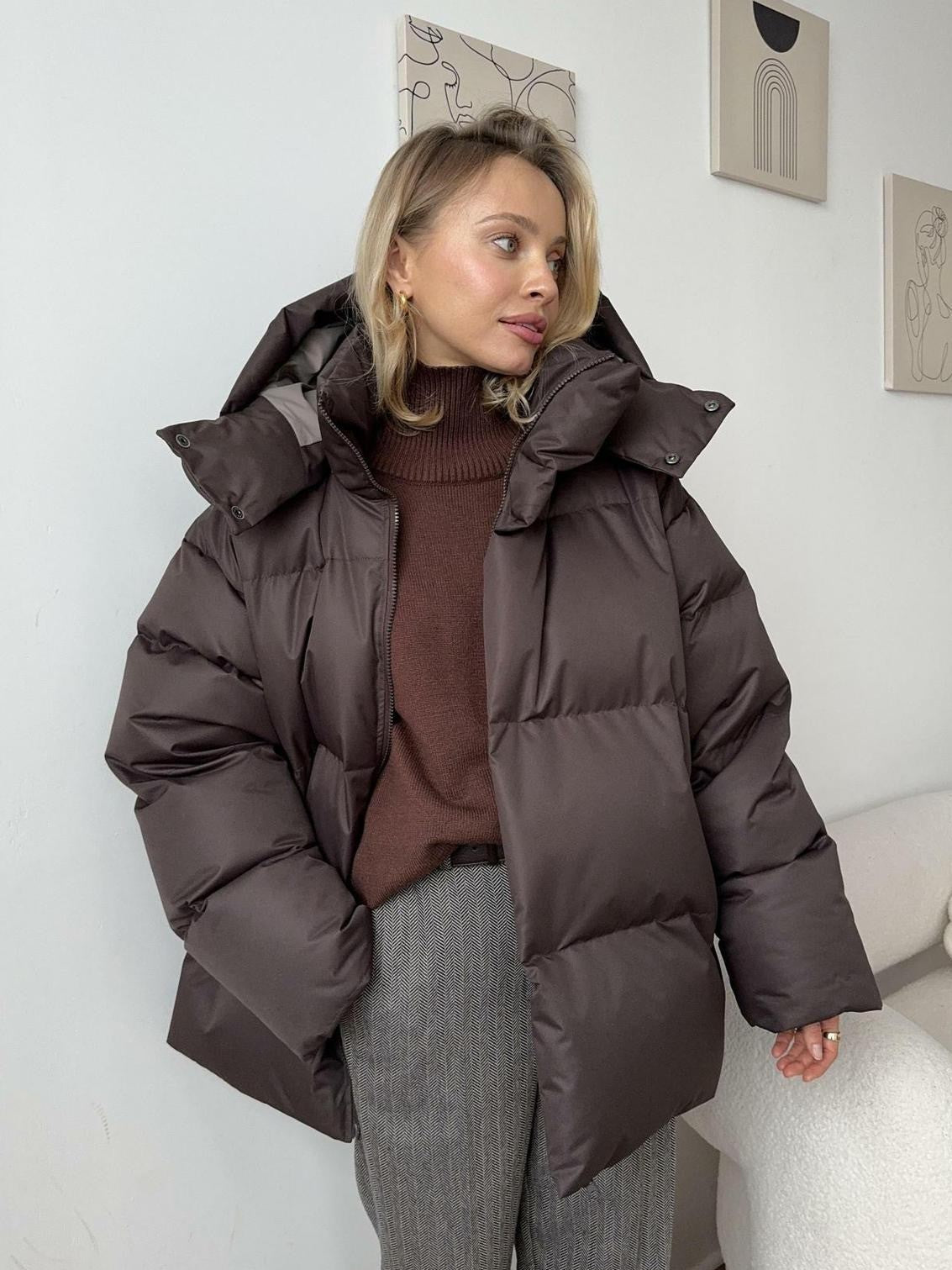 Street Wave Womens Short Puffer Hoodie Jacket For Cold Weather Cozy Warmth And Style