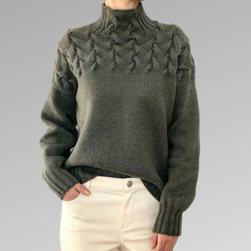 Street-wave Cable Knit Turtleneck Sweater For Women Elegant Warm Cozy Knitwear Premium