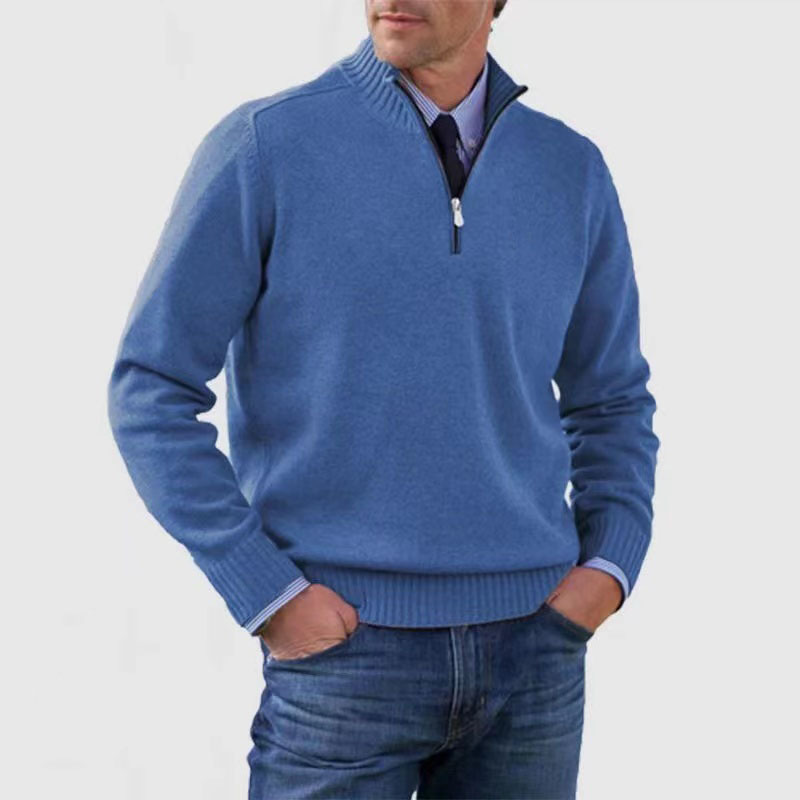 Street-Wave Men's Half Zip Sweater Warm Cozy Knit Pullover For Everyday Style And Comfort