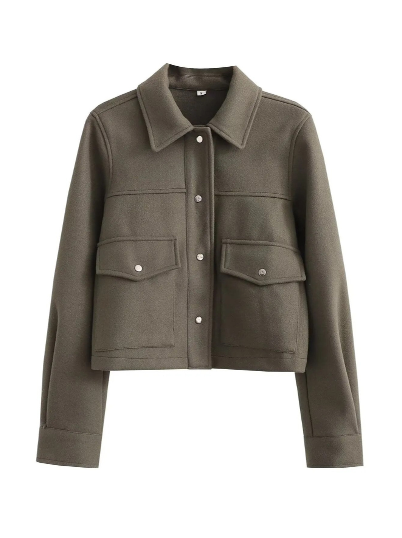 Street-Wave Women's Bomber Jacket Short Chic Coat With Plush Texture And Front Pockets