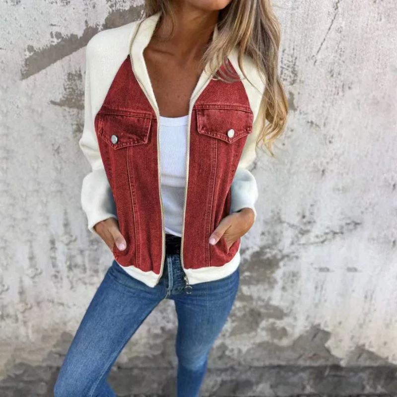 Avelena Bomber Jacket for Women With Pockets Soft Cotton Blend Comfortable Everyday Wear Street Wave