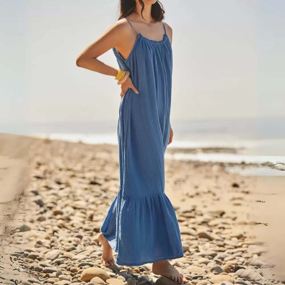 Georgina Ruched Muslin Maxi Dress
