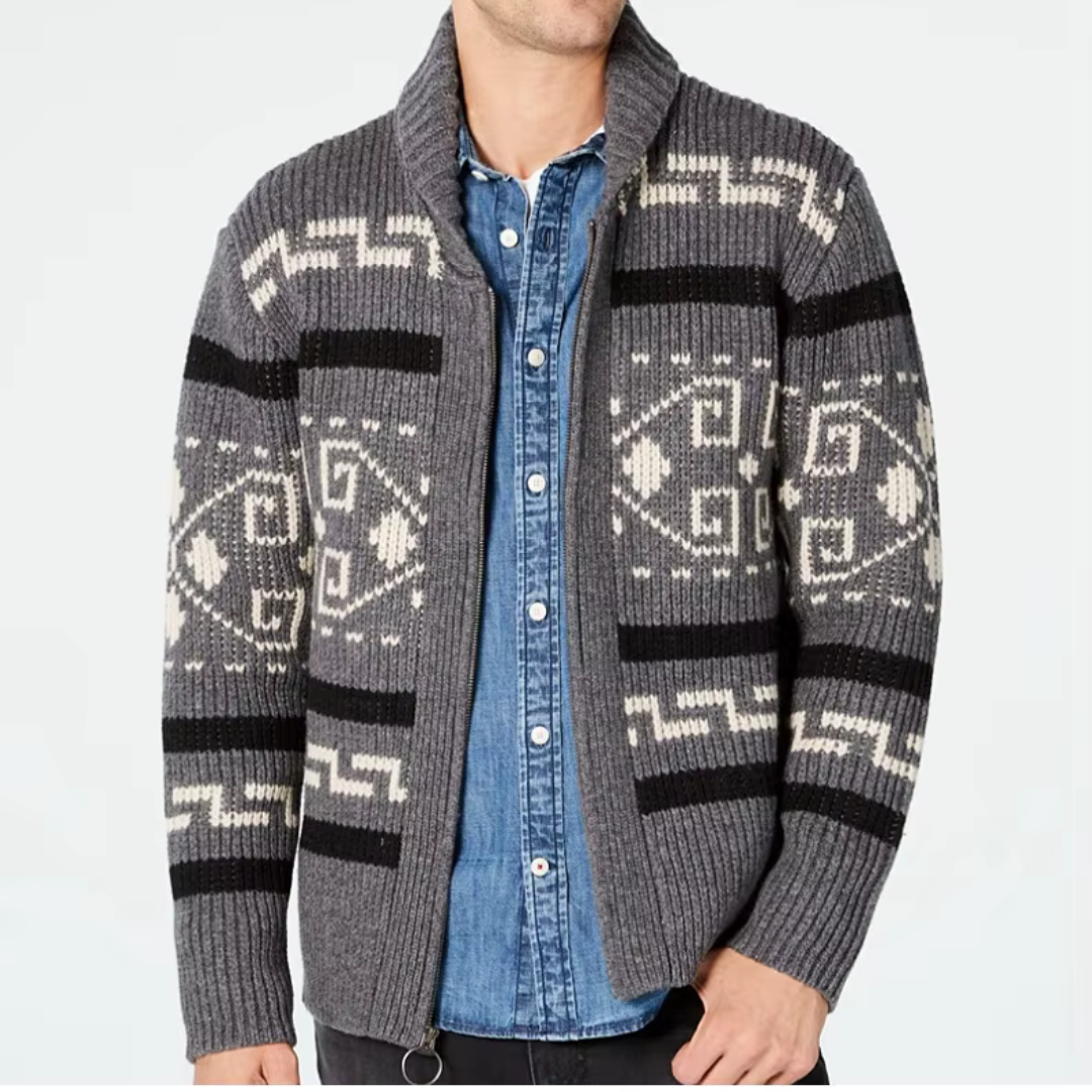 Aztec Knit Cardigan For Men By Street-wave Bold Warmth And Cozy Comfort With A Statement Pattern