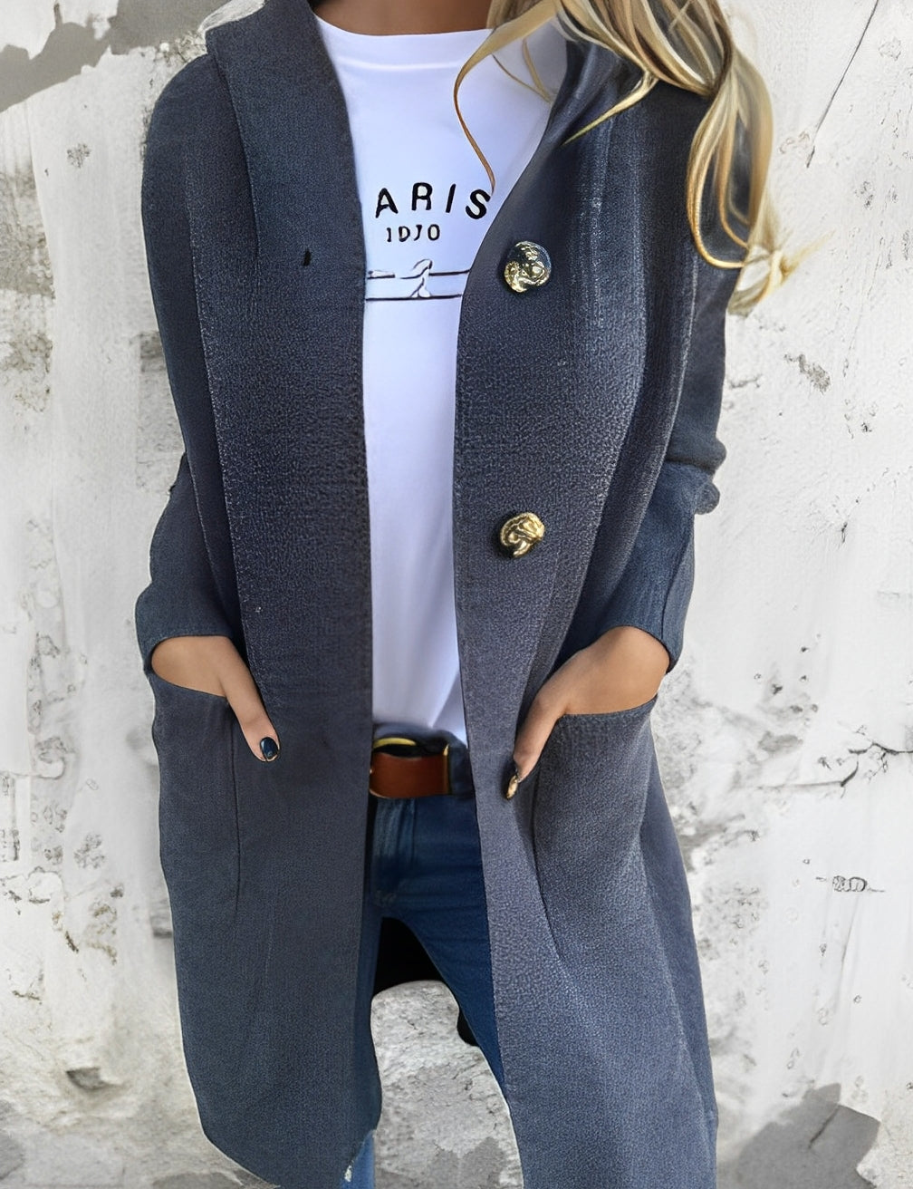 Street-wave Long Hooded Cardigan For Women - Cozy Knitwear With Relaxed Fit And Everyday Chic