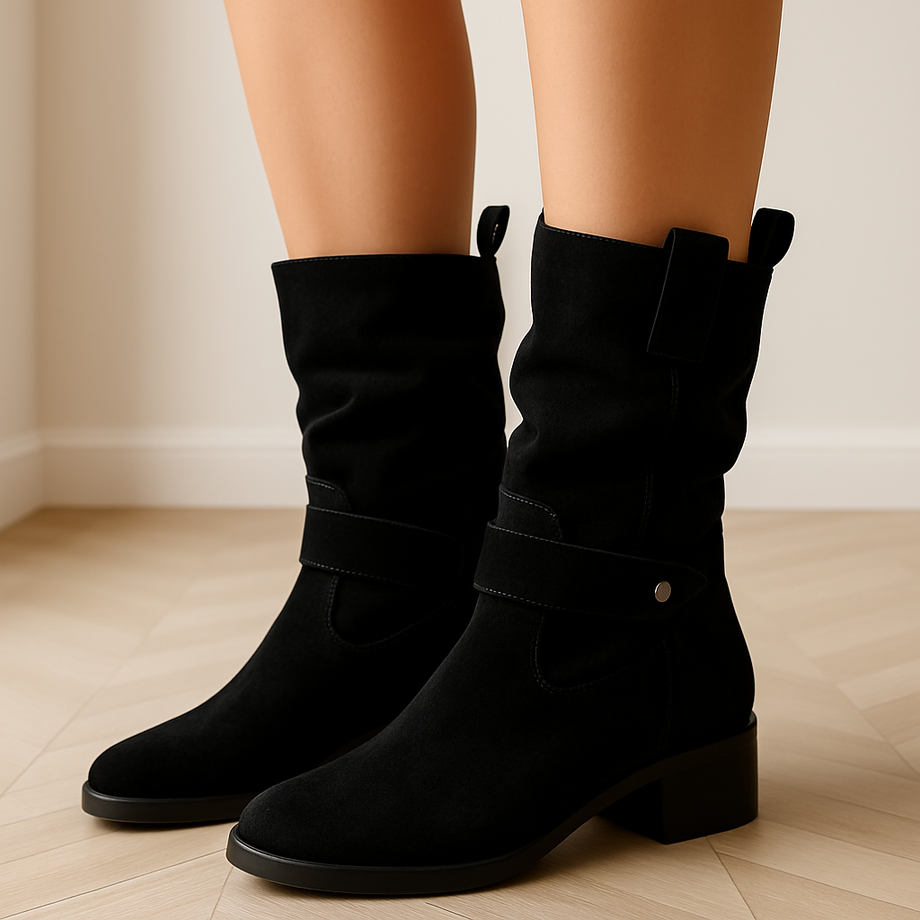 Street-wave Women's Cowboy Ankle Boots With Low Heel Soft Suede Look Comfortable Everyday Wear