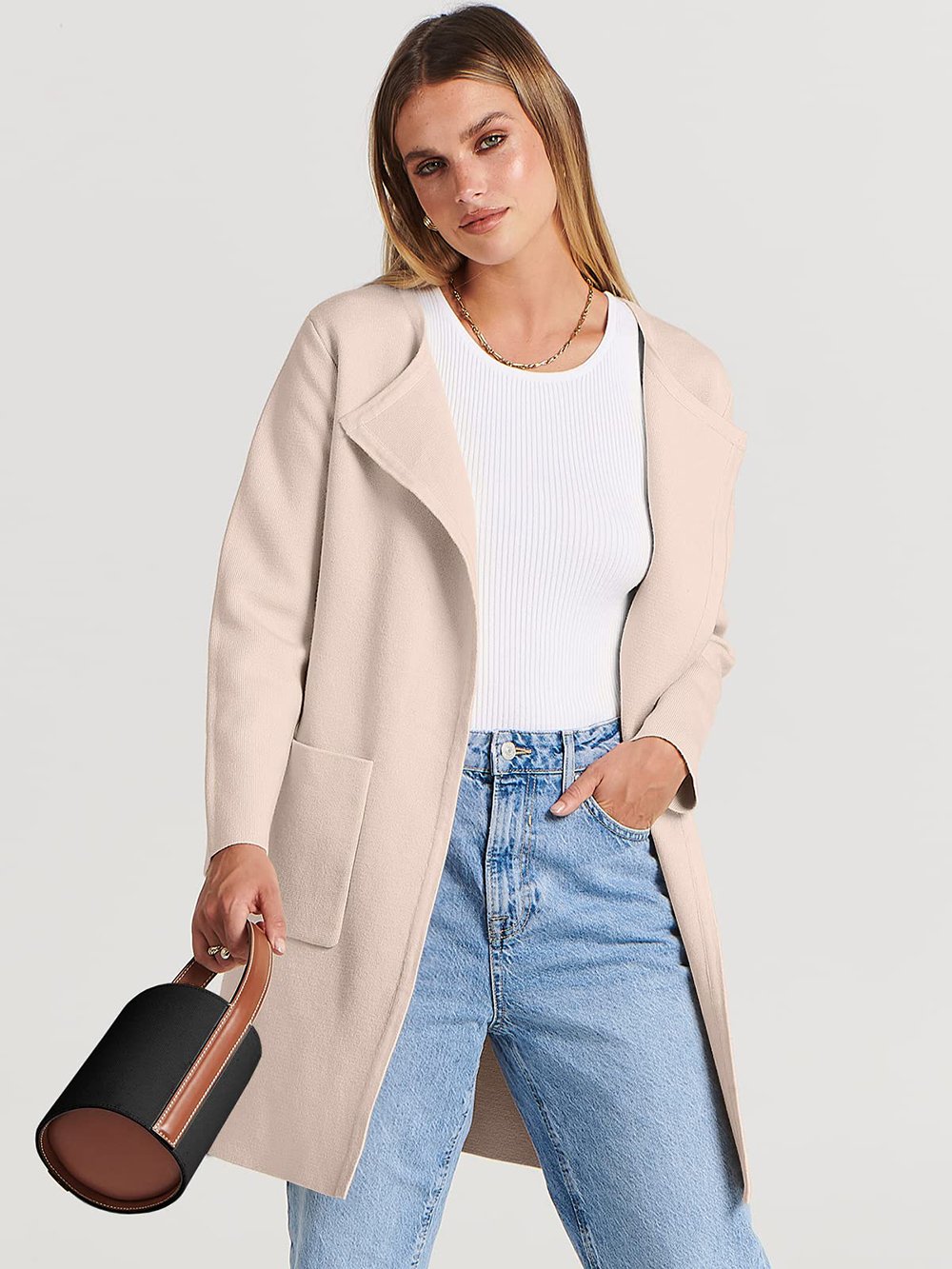 Street Wave Camel Lapel Jacket For Women Versatile Everyday Coat With Large Pockets