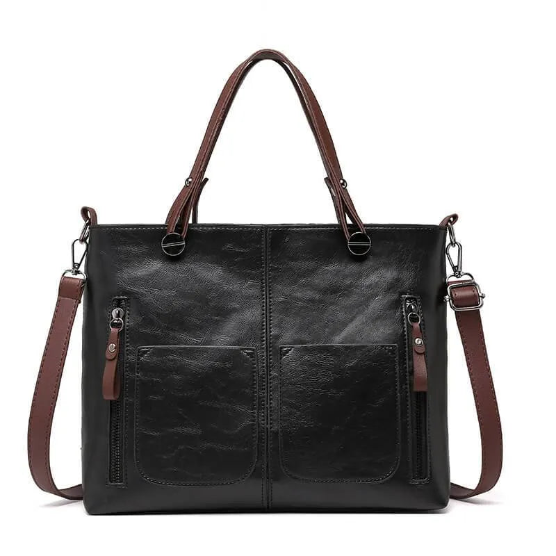 Street-Wave Leather Tote Bag For Women Durable Water-Repellent Scratch-Resistant Handbag For Everyday Professionals