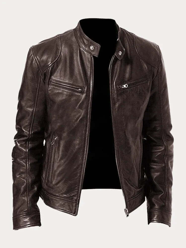 Street-wave Mens Classic Leather Jacket Premium Durable Outerwear For Urban Men Style