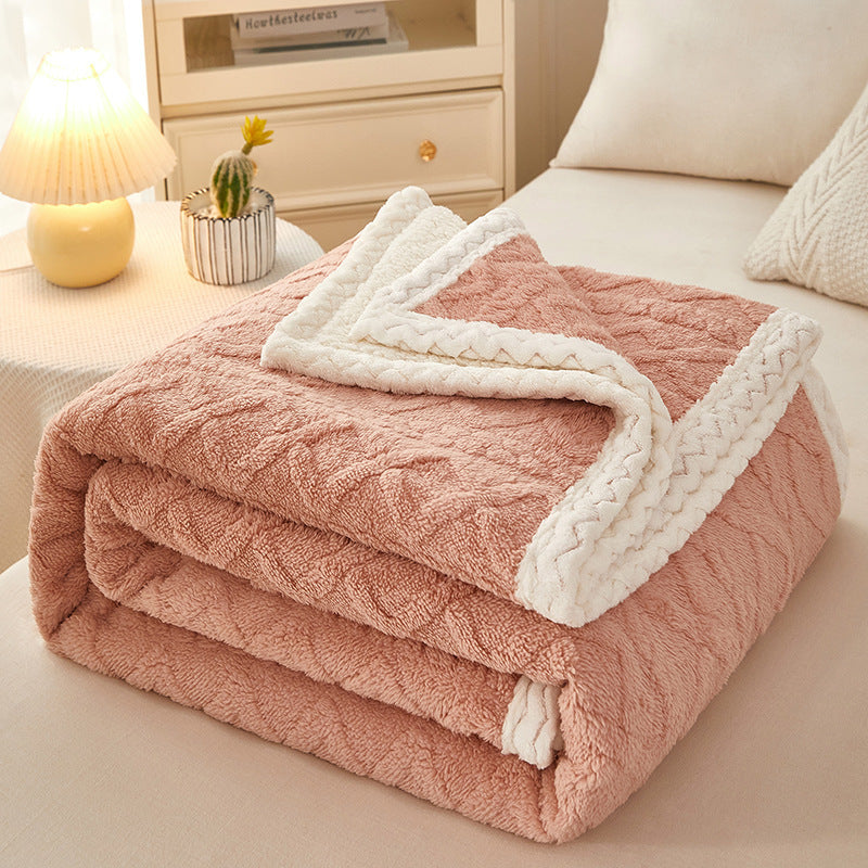 Sherpa Fleece Throw Blanket With Reversible Textured Design