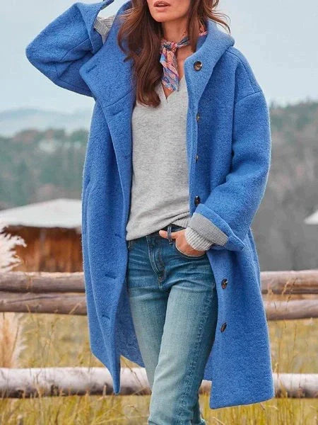 Street-wave Womens Elegant Green Coat With Cozy Warmth Oversized Fit Timeless Style For Modern Women
