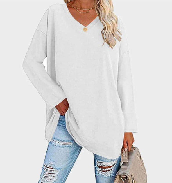 Street-wave Cozy V Neck Long Sleeve Sweater For Everyday Wear Soft Durable Knit Womens Casual Pullover
