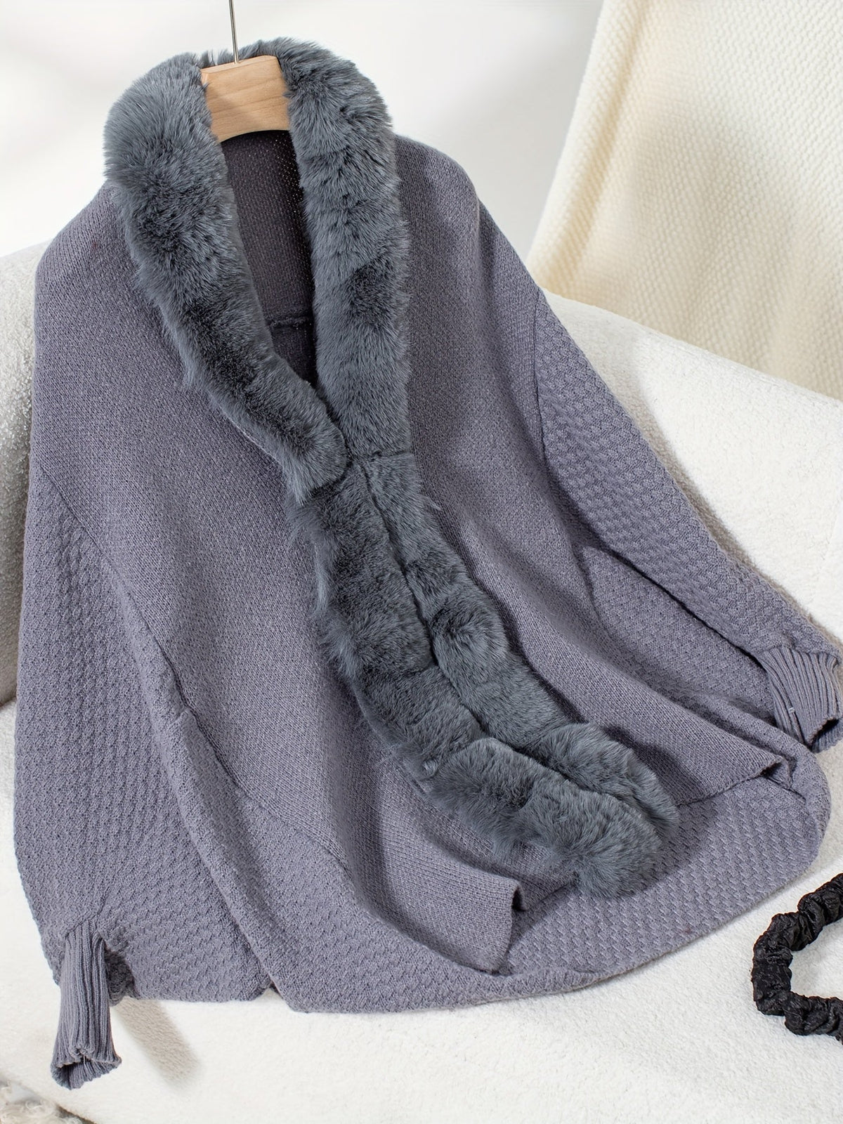 Street-wave Faux Fur Cardigan With Scarf Collar Cozy Warmth Timeless Chic For Women