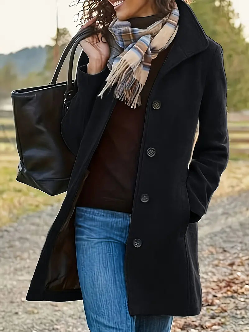 Street-Wave Button Coat For Women Elegant Timeless Outerwear With Front Closure Premium