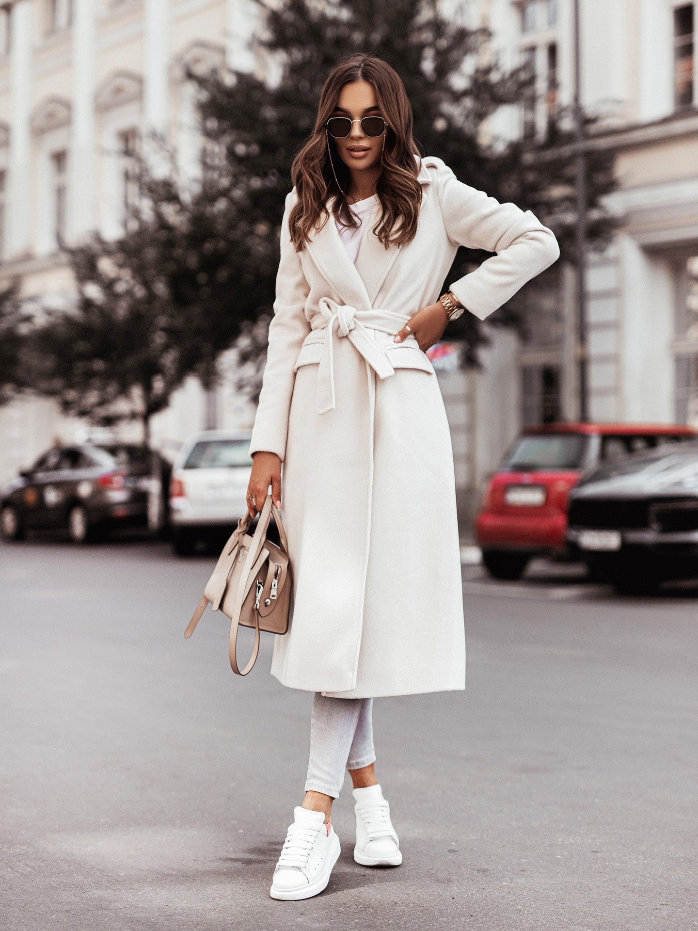 Street-Wave Wool Blend Coat With Belt For Women Luxurious Warmth Feminine Silhouette