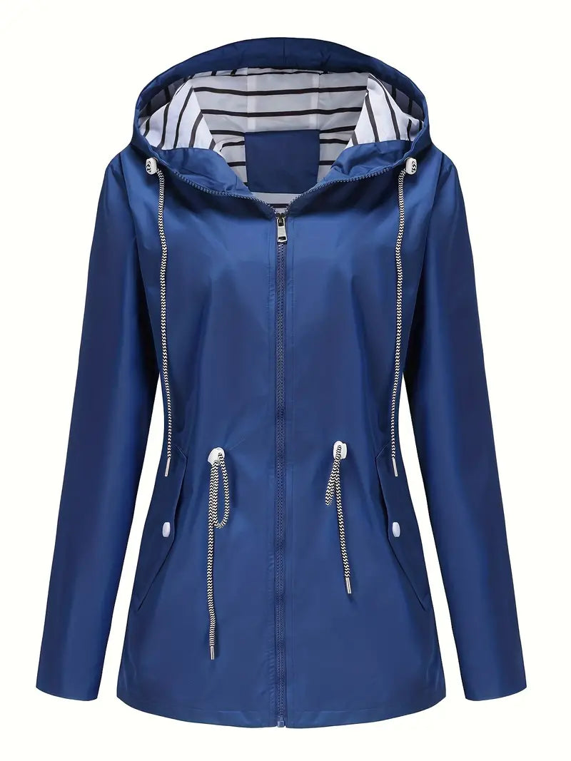 Street-Wave Women's Waterproof Hooded Rain Jacket With Adjustable Fit And Practical Pockets