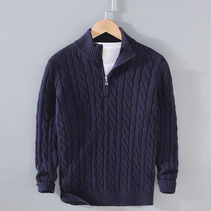 Street-Wave Men's Cable Knit Wool Sweater for Cozy Warmth and Timeless Style Everyday Wear