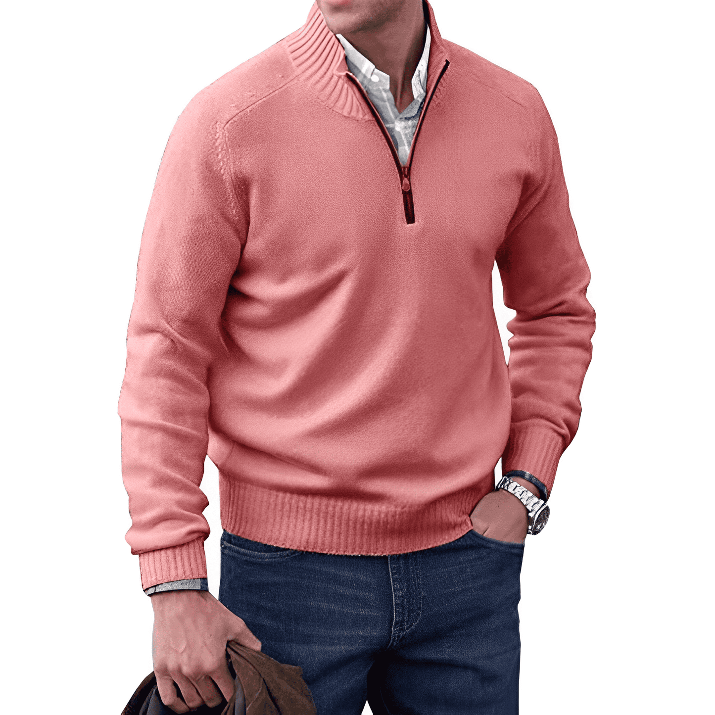 Street Wave Classic Men's Half Zip Cotton Pullover For Warm Comfort Everyday Wear