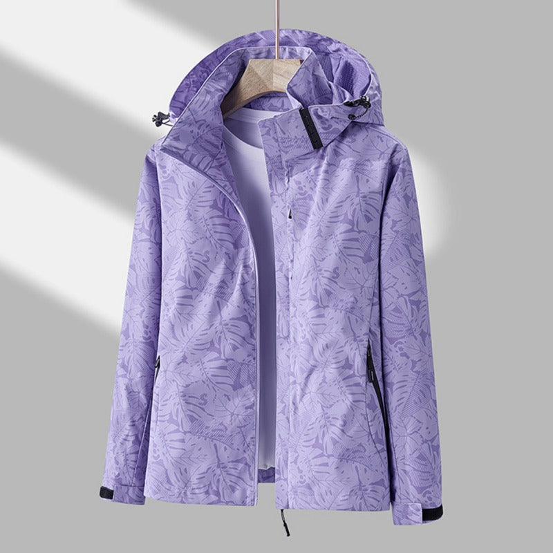 Street-wave Printed Winter Coat For Women With Leaf Print Cozy Warmth And Stylish Everyday Wear