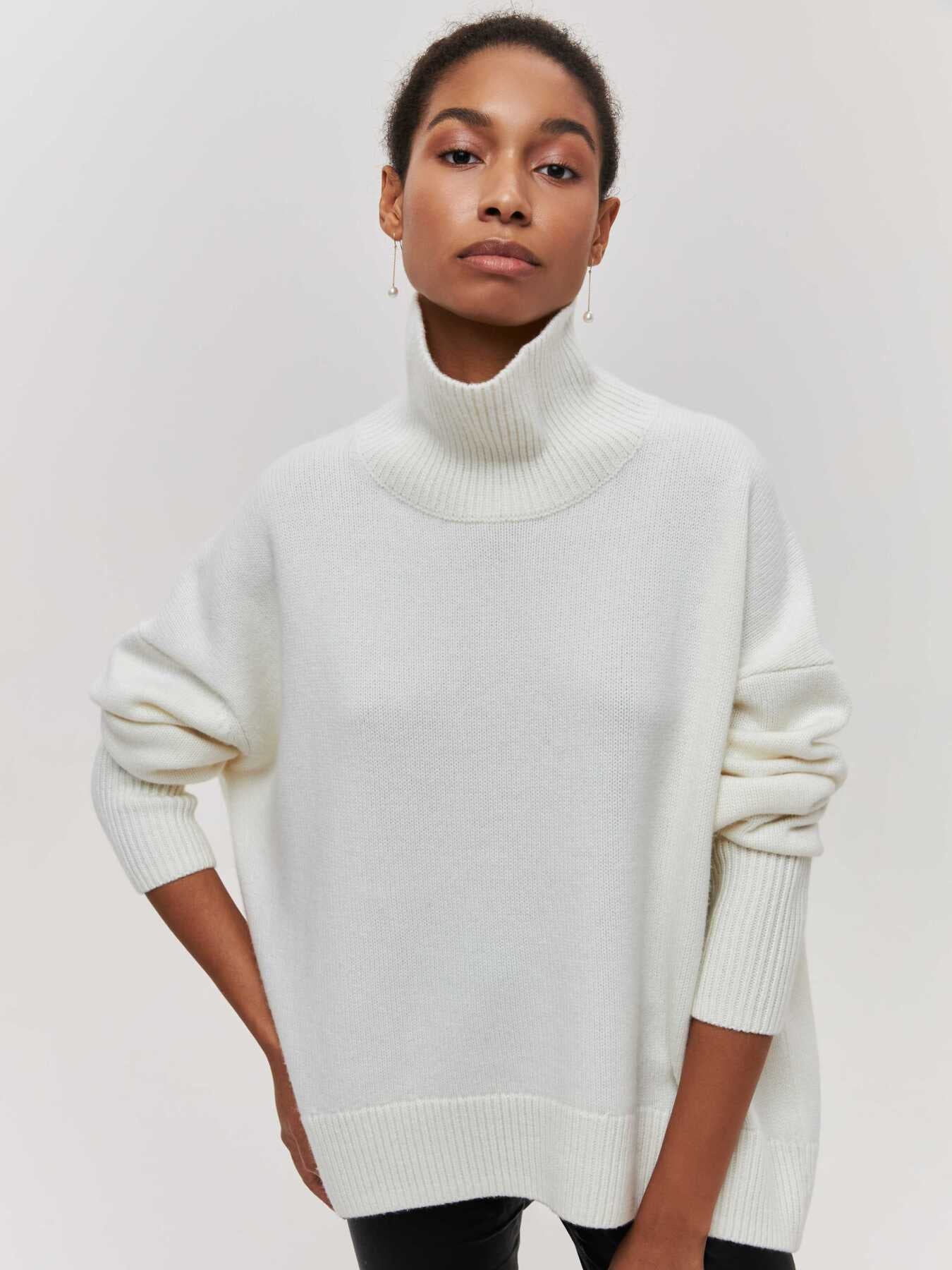 Street-Wave Cozy Oversized Knit Sweater Turtleneck For Women All-Day Comfort And Warmth