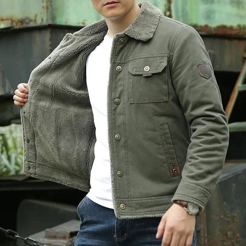 Street-wave Thermal Jacket For Men With Plush Polyester Lining For Ultra Warmth And Comfort