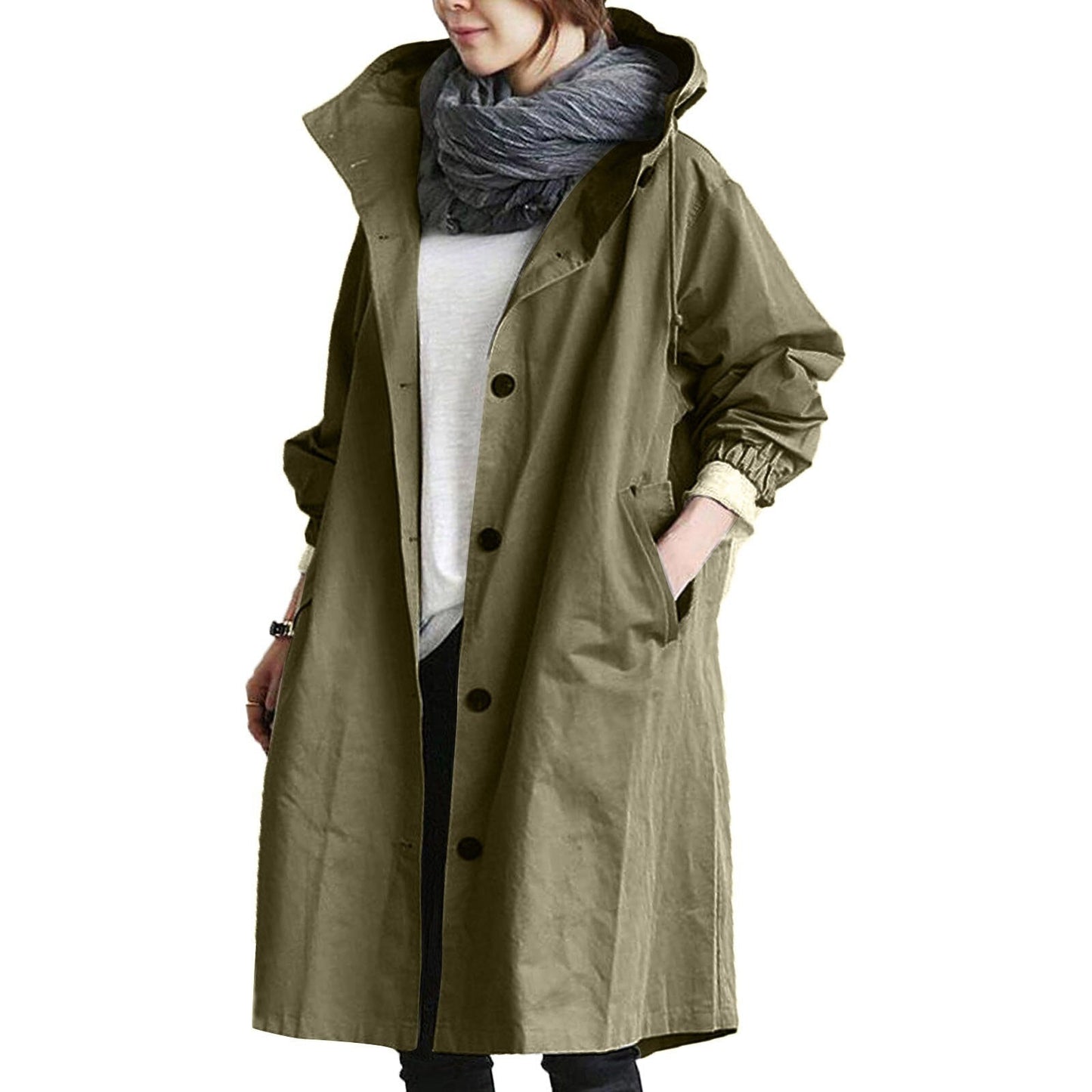Street-Wave Waterproof Long Raincoat For Women With Hood Stylish Weatherproof Protection