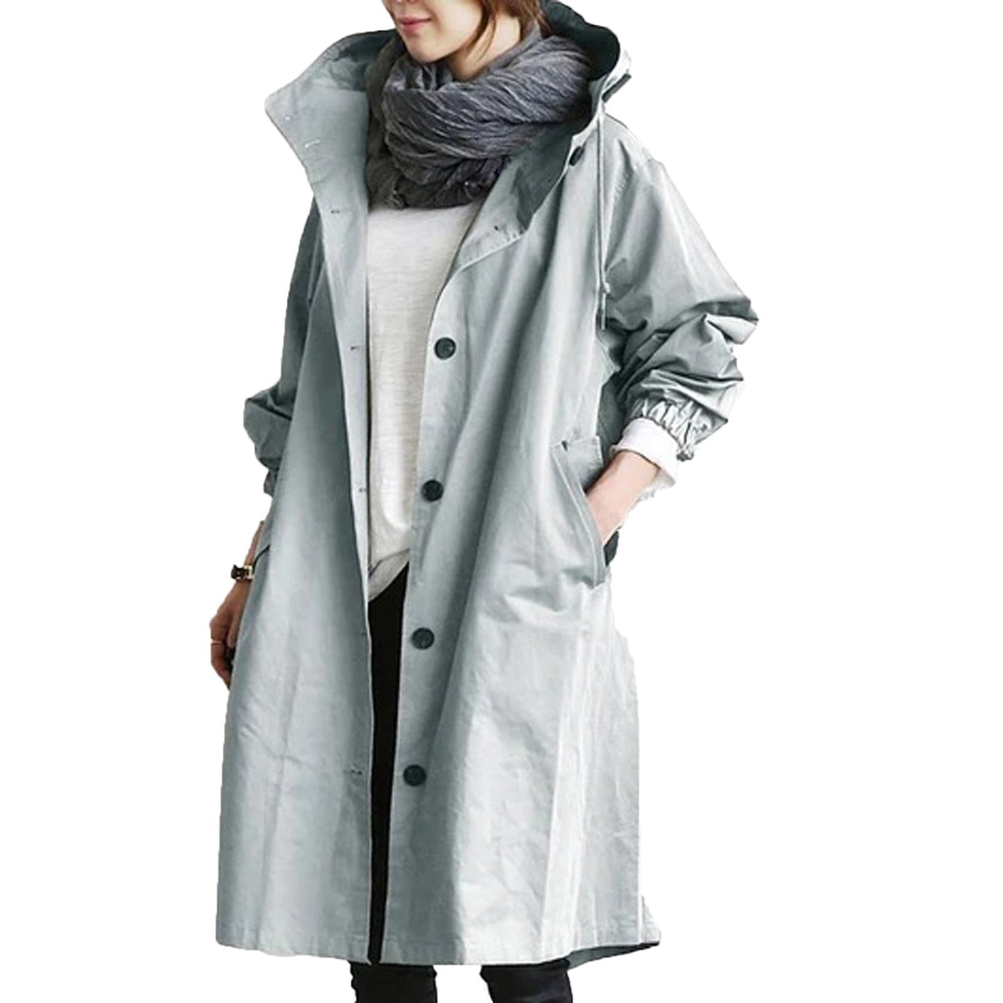Street-Wave Waterproof Long Raincoat For Women With Hood Stylish Weatherproof Protection