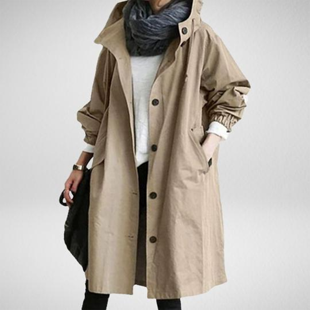 Street-Wave Waterproof Long Raincoat For Women With Hood Stylish Weatherproof Protection