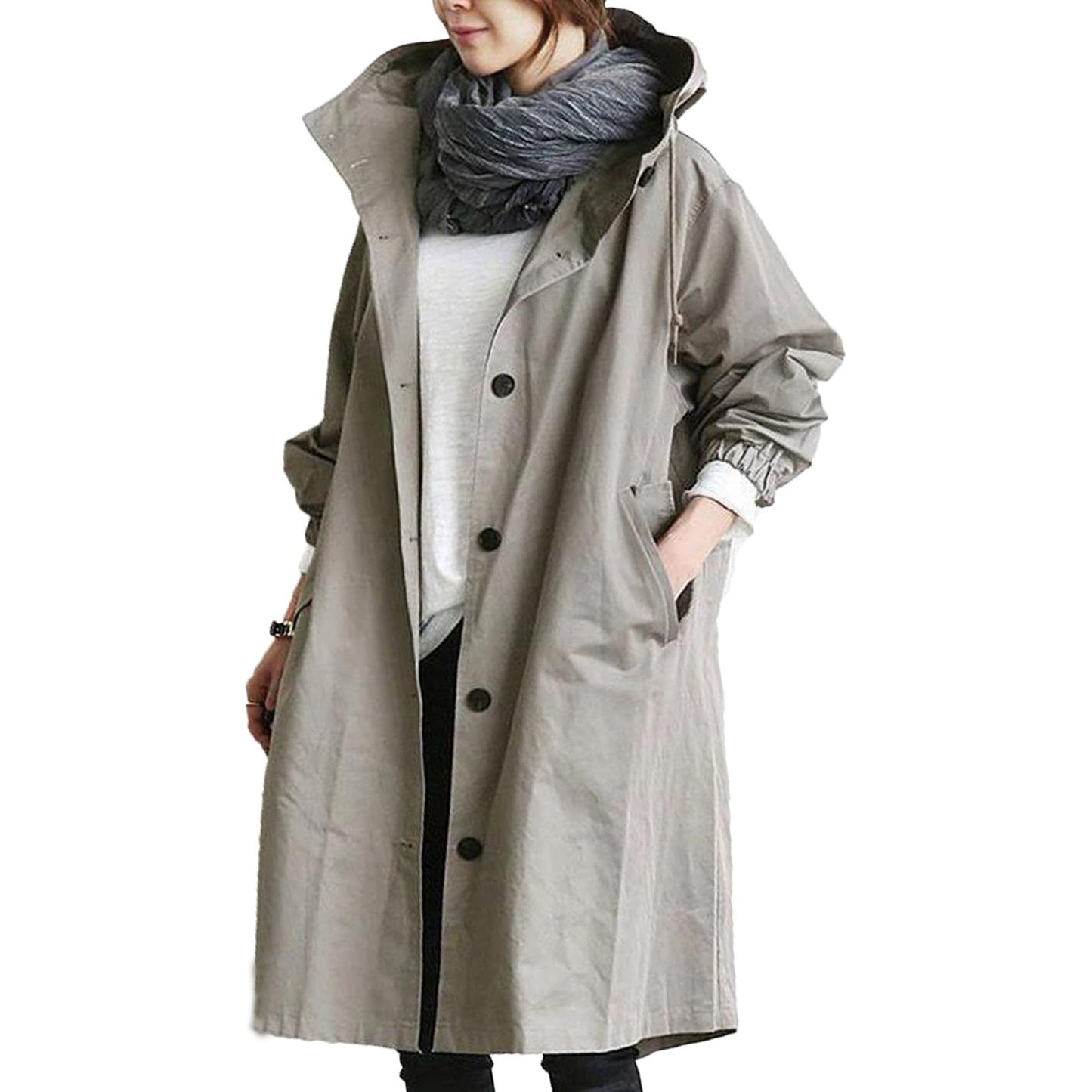 Street-Wave Waterproof Long Raincoat For Women With Hood Stylish Weatherproof Protection