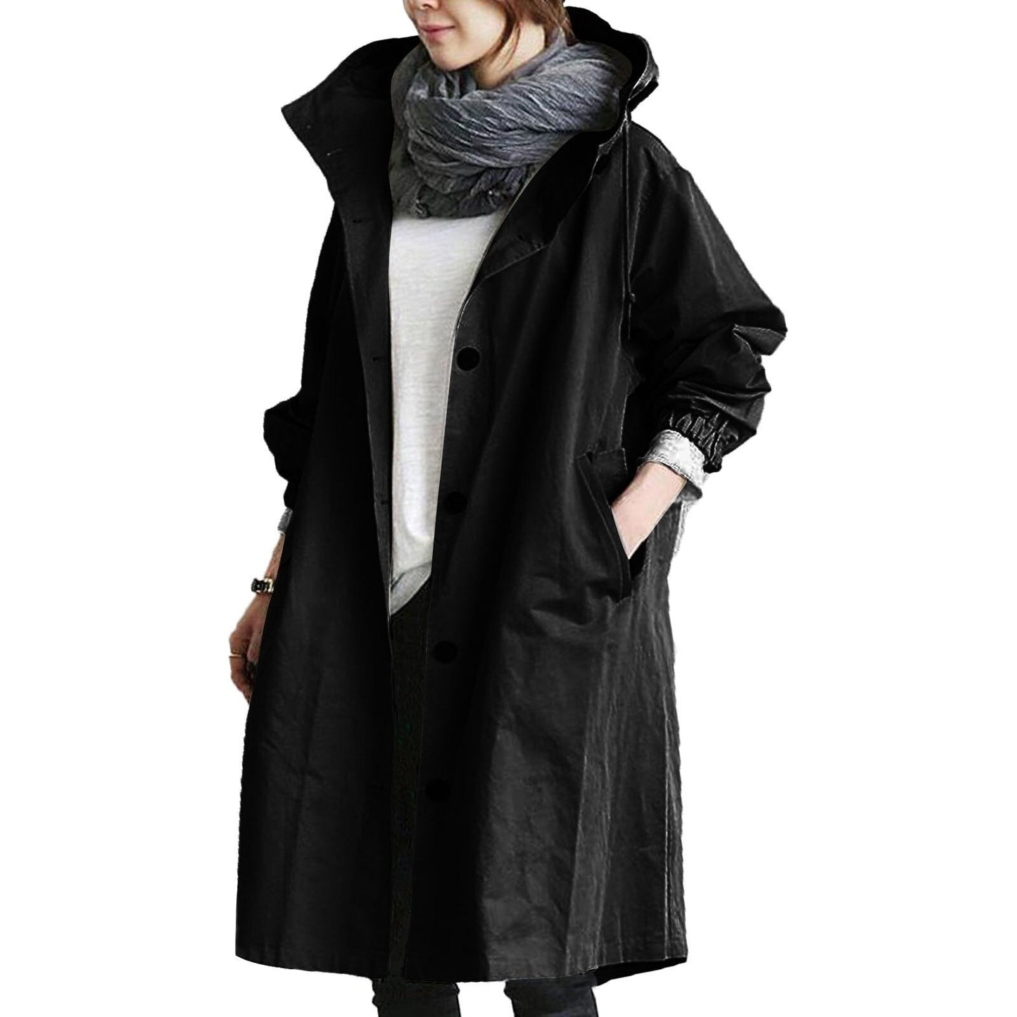 Street-Wave Waterproof Long Raincoat For Women With Hood Stylish Weatherproof Protection