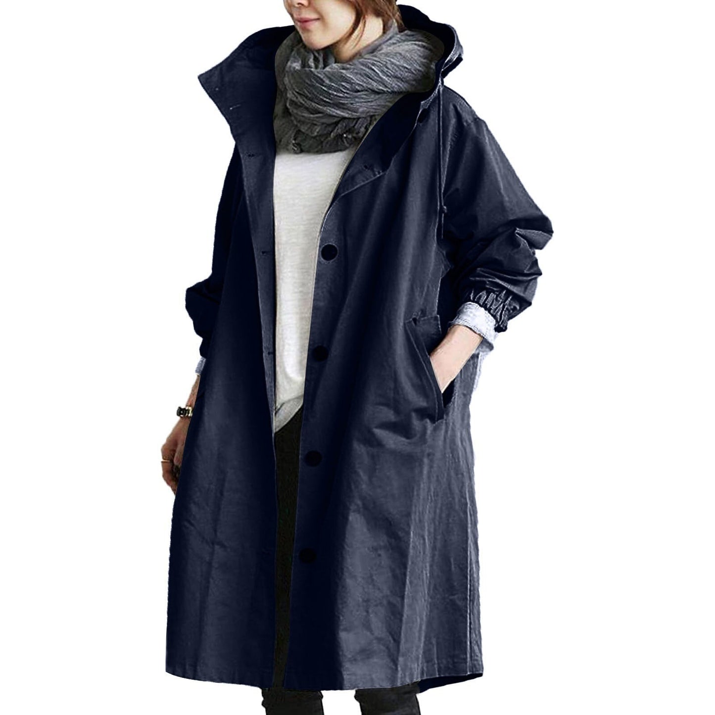 Street-Wave Waterproof Long Raincoat For Women With Hood Stylish Weatherproof Protection