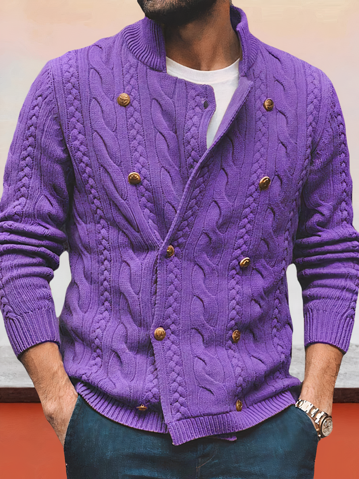 Street-wave Elegant Cable Knit Pullover For Men Timeless Comfort Premium Craftsmanship