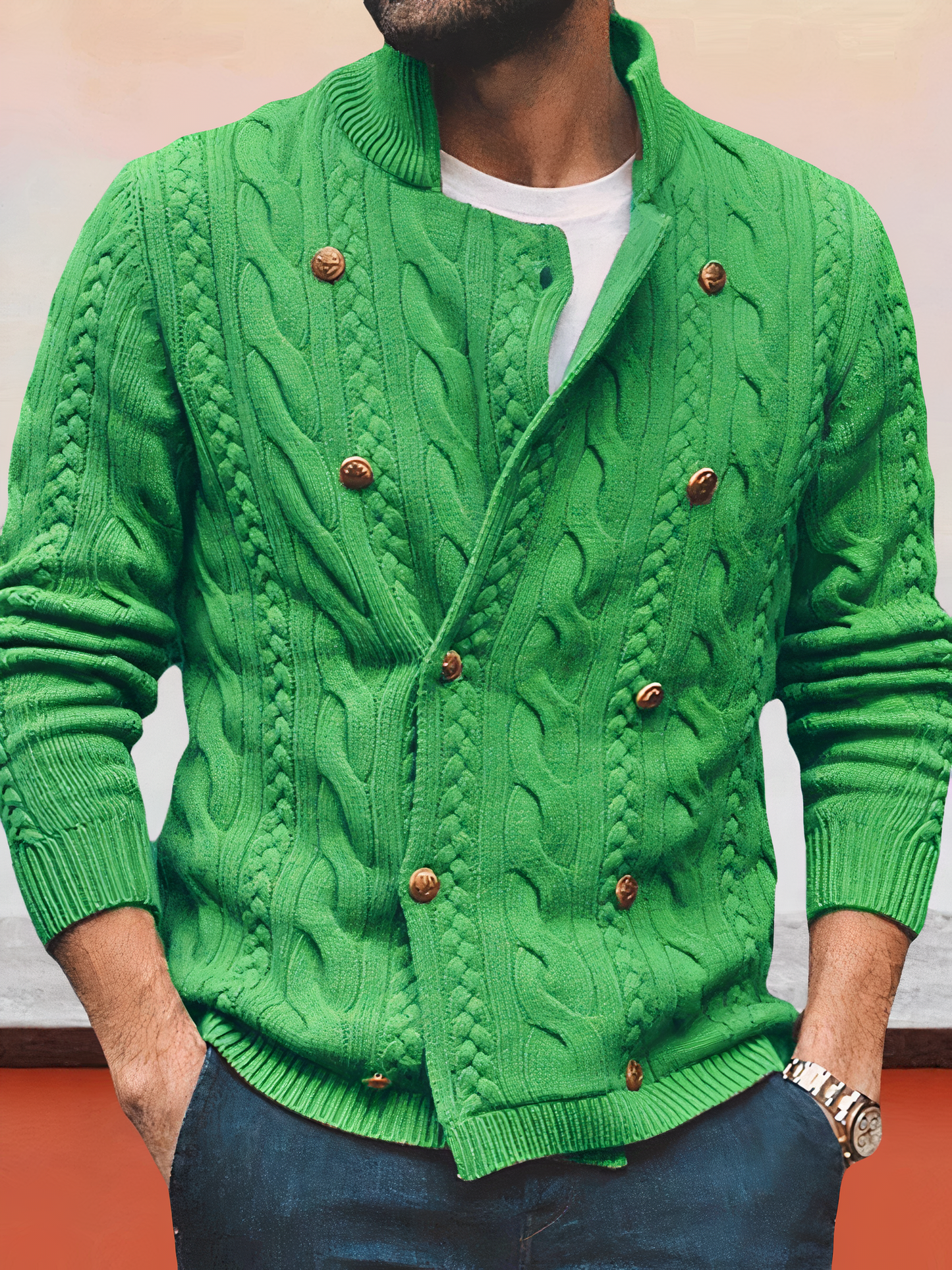 Street-wave Elegant Cable Knit Pullover For Men Timeless Comfort Premium Craftsmanship
