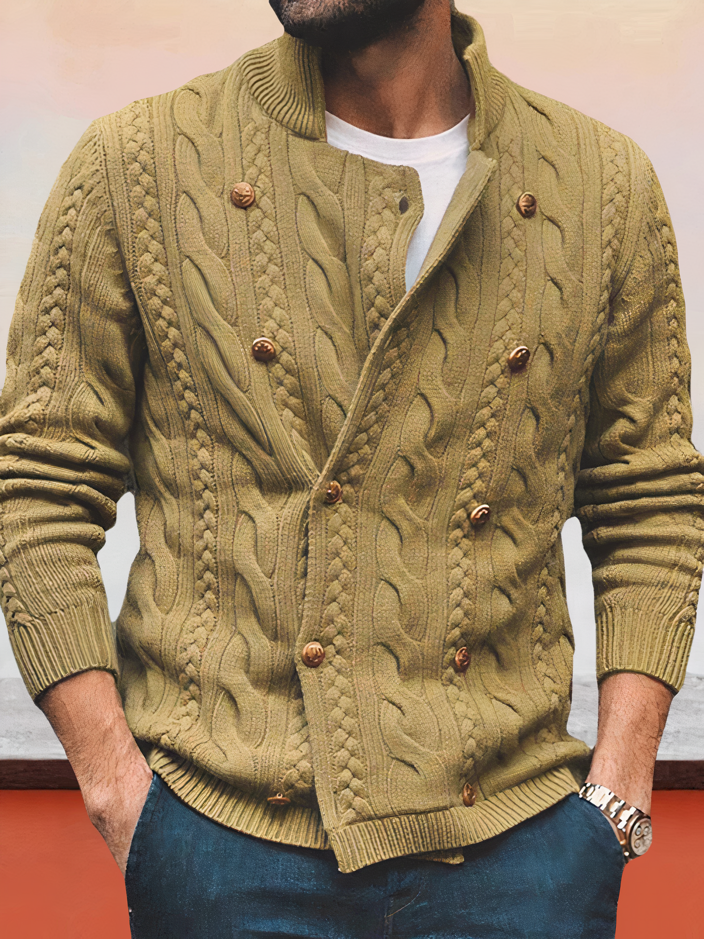 Street-wave Elegant Cable Knit Pullover For Men Timeless Comfort Premium Craftsmanship