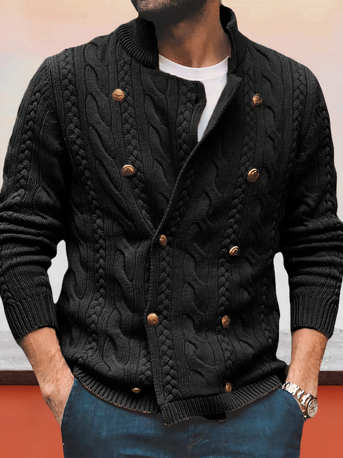 Street-wave Elegant Cable Knit Pullover For Men Timeless Comfort Premium Craftsmanship
