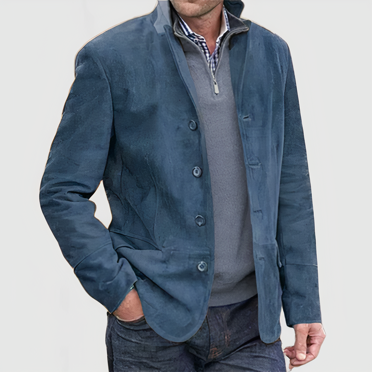 Street-wave Vintage Button-Front Jacket For Men Timeless Classic Style With Suede Look And Everyday Comfort