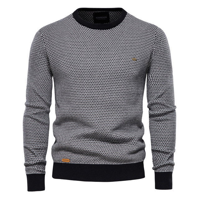 Street-wave Mens Crew Neck Knit Sweater With Durable Outer Fabric For Cold Weather Warmth And Comfort
