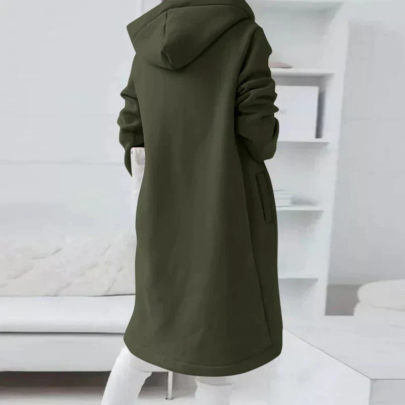 Street-Wave Zip Hoodie For Women, Soft Longline Pink Hooded Sweatshirt, Cozy Practical Style