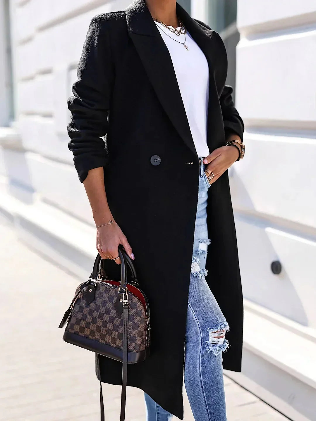 Streetwave Wool Blend Coat Aldea For Women With Elegant Single Button Closure And Tailored Fit