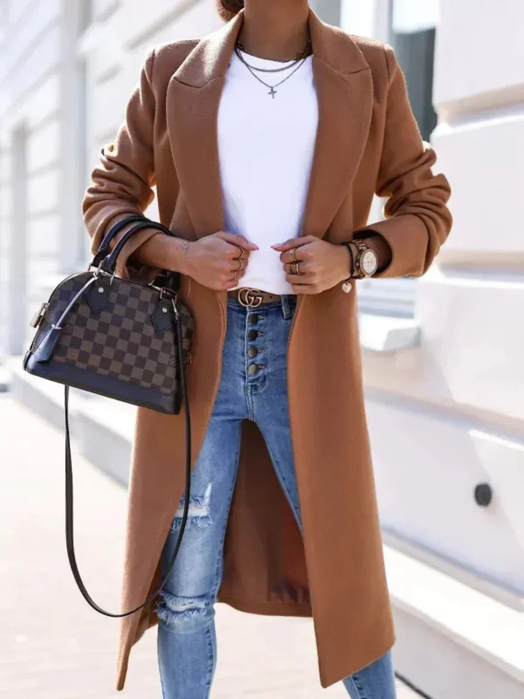 Streetwave Wool Blend Coat Aldea For Women With Elegant Single Button Closure And Tailored Fit