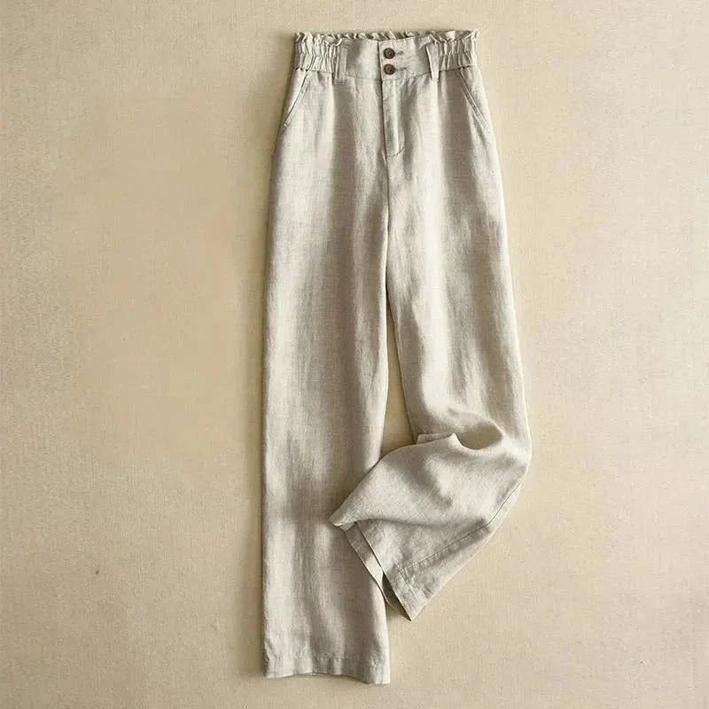 Anna Paperbag High-Waist Linen Trousers