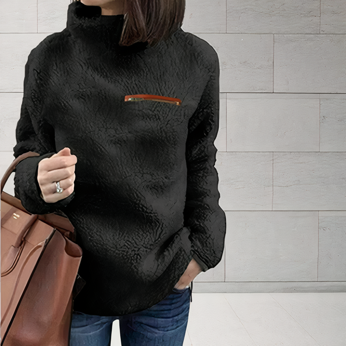Street Wave Wool Turtleneck Sweater With Print For Women Cozy Warmth Essential Fall Wardrobe
