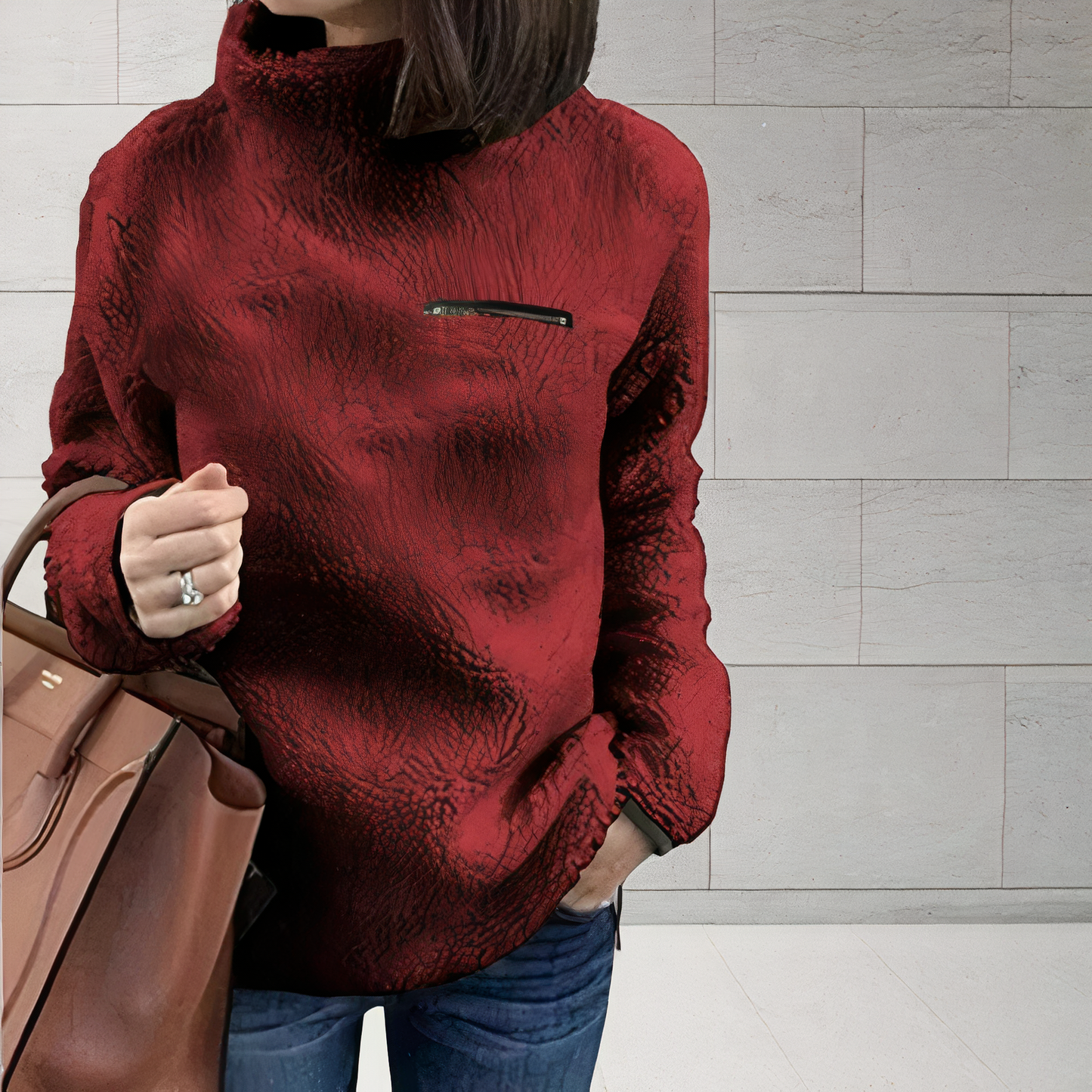 Street Wave Wool Turtleneck Sweater With Print For Women Cozy Warmth Essential Fall Wardrobe