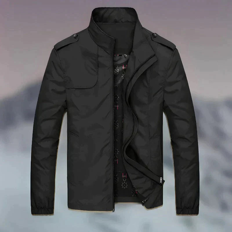 Street-wave Men's Bomber Jacket Beige With Elegant Collar And Durable Fabric, Versatile For Formal And Casual Wear
