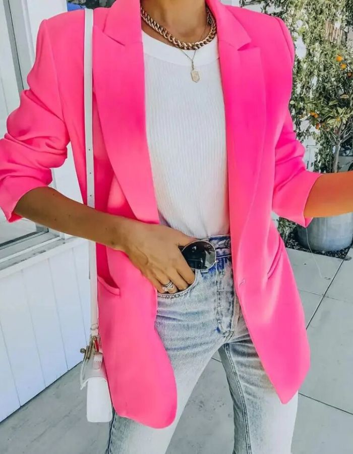 Street Wave Womens Coral Blazer Elegant Versatile Office To Evening Wear For Modern Women