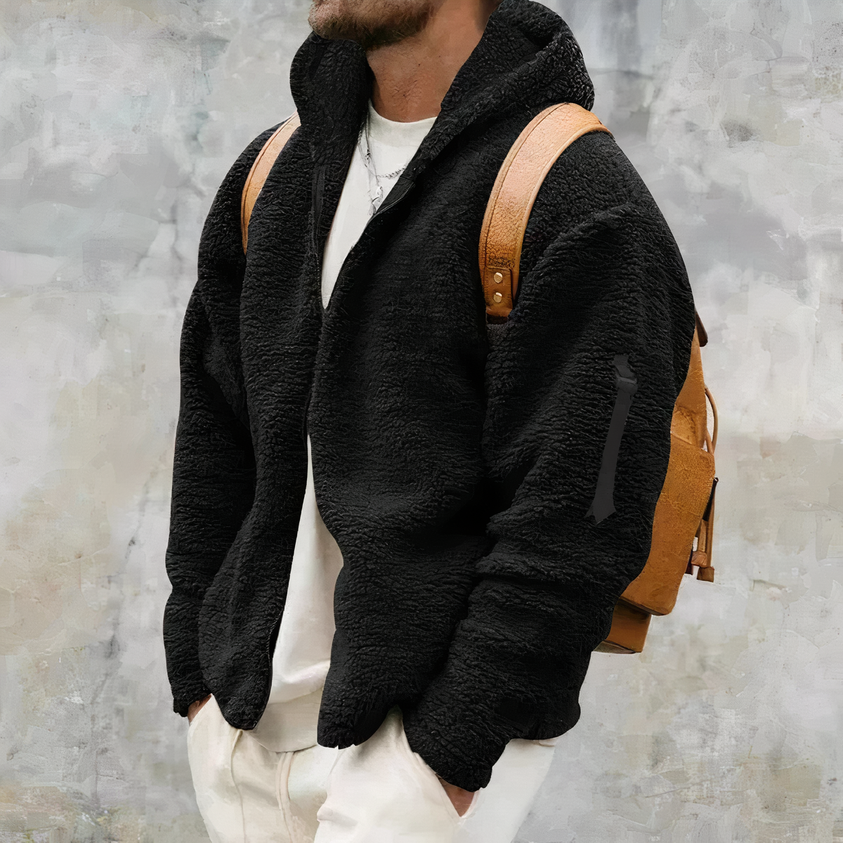 Street Wave Double Sided Fleece Jacket For Men Warm Hooded Comfort And Stylish Everyday Wear