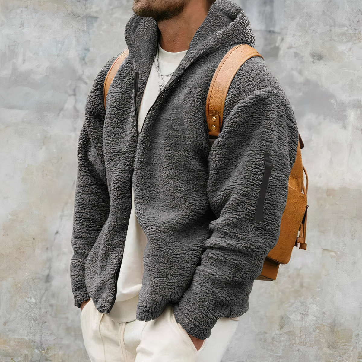 Street Wave Double Sided Fleece Jacket For Men Warm Hooded Comfort And Stylish Everyday Wear