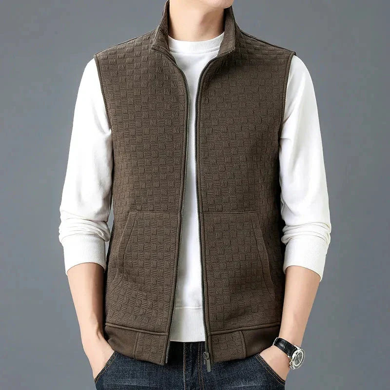 Waylynn Aldrin Cotton Fleece Knit Vest Unisex Cozy Warmth Zip Front