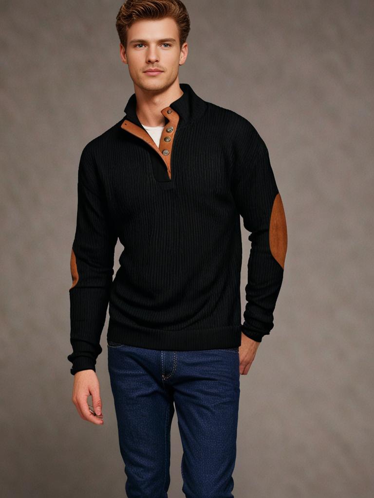 Streetwave Classic Mens Ribbed Knit Pullover For Timeless Comfort And Everyday Style