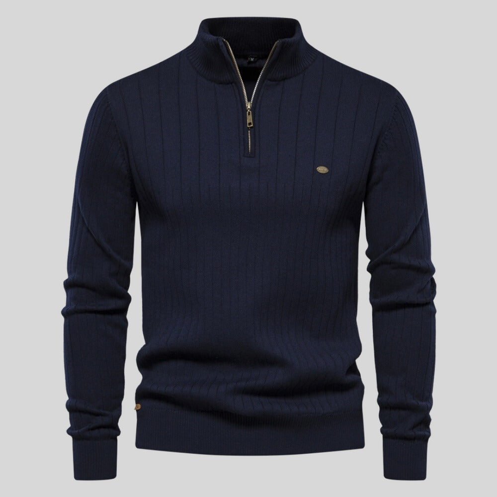 Street-Wave Wool Blend Half Zip Pullover Sweater For Men Premium Warm Classic Comfort And Versatile Layering